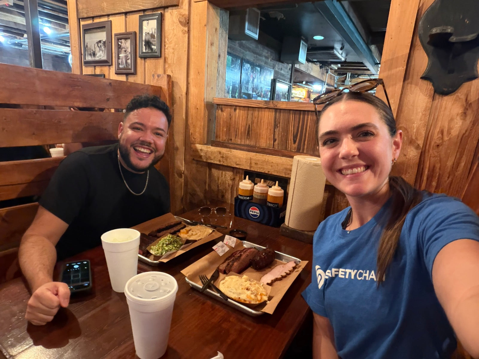 Miguel at his first Texas BBQ at work